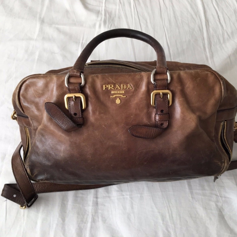 Prada CERVO OMBRÉ SATCHEL Handbag bag tote Leather